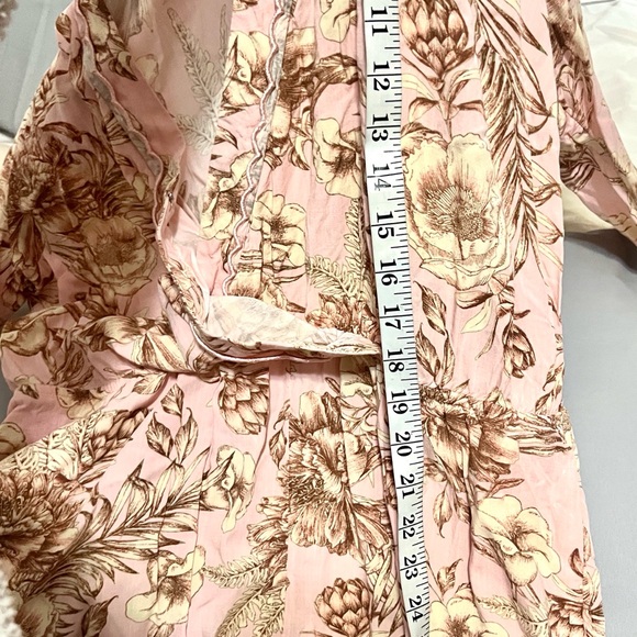 Agua Bendita xTGT Floral Romper XL Pink Botanical Long Sleeve Ruffle Boho Resort - Picture 9 of 10